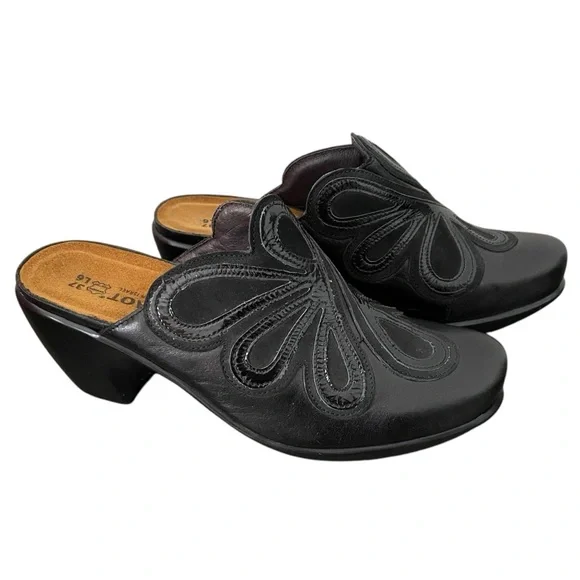 Naot Adore Ink Leather/Armor Genuine Leather Solid Black Slip On Clogs Mules - Picture 2 of 6